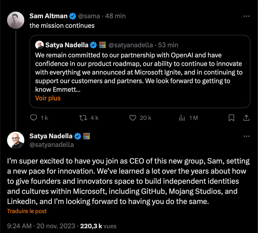 Altman et son Équipe d'IA Passent chez Microsoft 3 Il est confirmé que Sam Altman a accepté l'offre de Microsoft