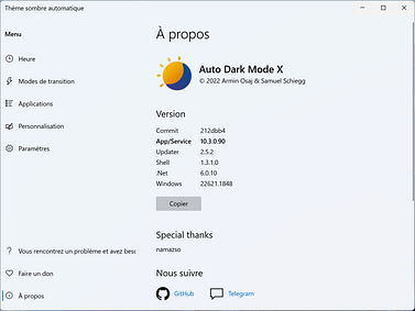 Windows 11 : Auto Dark Mode permet de basculer automatiquement entre les thèmes sombre et clair 2 Auto Dark Mode – Windows 11