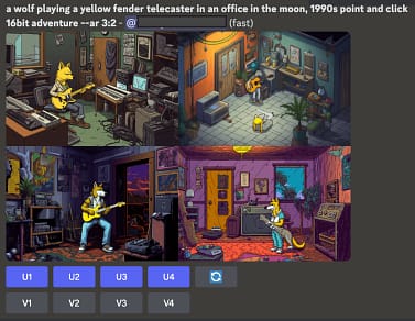 Midjourney Prompts: Comment créer des images époustouflantes avec l'IA 6 Une capture d'écran d'une invite générée par Midjourney avec des options de mise à l'échelle et de modification de version.