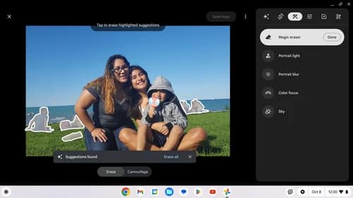Chromebook Plus : Des performances doublées et des capacités d'IA 3 Gomme magique dans Google Photos sur Chromebook Plus