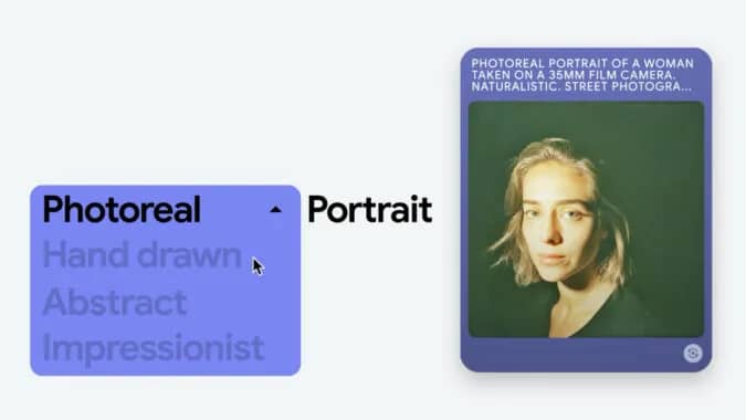 ImageFX, le nouvel outil text to image de Google 2 Suggestions proposées à travers un menu déroulant
