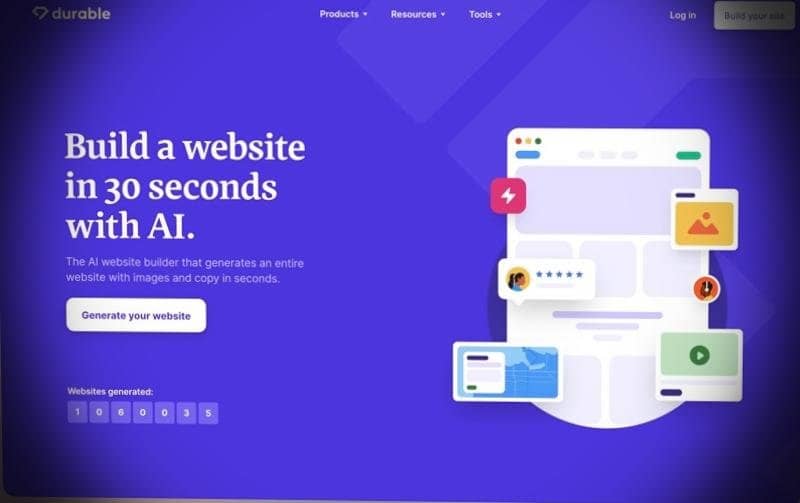 Durable - Créez un site Web en rien de temps
